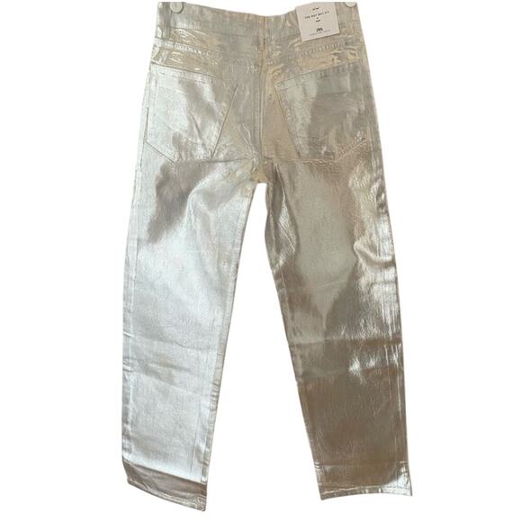 Zara Silver Coated Mid Rise Boyfriend Jeans Blogger's Fave 9632/066 Size 6 NWT - Picture 8 of 11
